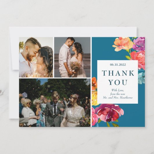 Helle Summer elegante Wedding "Danke" Card Save The Date (Vorderseite)