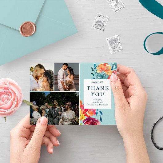 Helle Summer elegante Wedding "Danke" Card Save The Date