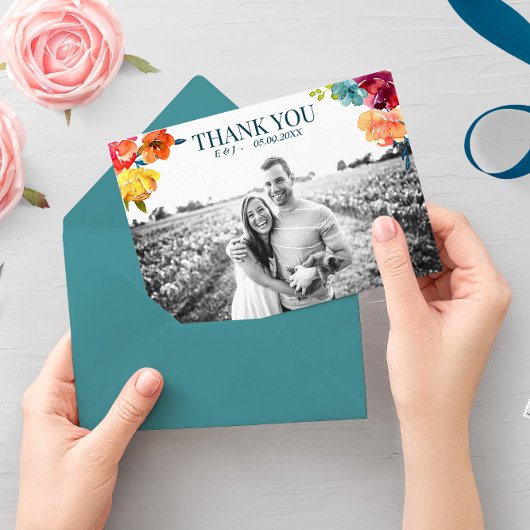 Helle Summer Foto Wedding "Danke" Card Save The Date