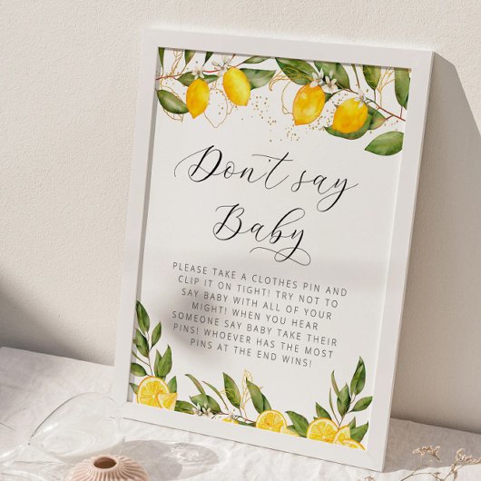 Helle Summer Lemon Baby Dusche Say Baby nicht Poster
