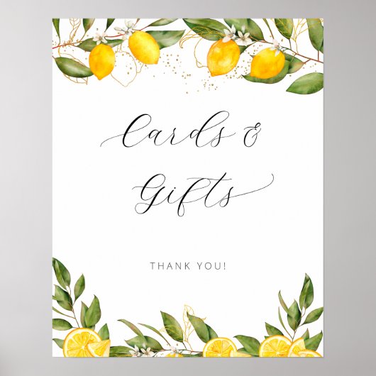 Helle Summer Lemon Babyduschkarten und Geschenke Poster (Vorne)