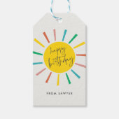 Helle Sun Script Kinder glücklich Geburtstag Geschenkanhänger (Vorderseite)