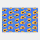 Helle Sun Yellow Petals auf Royal Blue Geschenkpapier Set (Vorderseite)