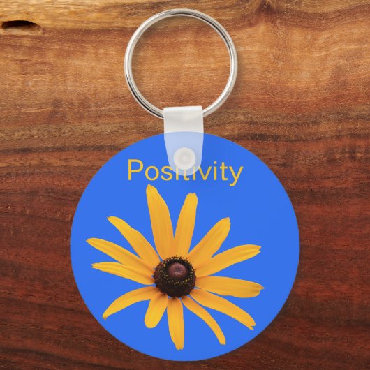 Helle Sun Yellow Petals auf Royal Blue Schlüsselanhänger (Vorderseite)