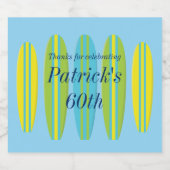 Helle Surfboards Geburtstag Bierflaschenetikett (Einzelnes Label)