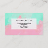 Helle tadellose grüne rosa Aquarell Brushstrokes Visitenkarte (Rückseite)