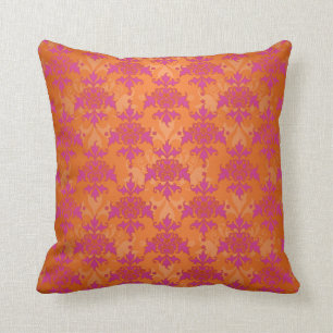 Helle Tangerine Tango Damast Orange Pink Kissen