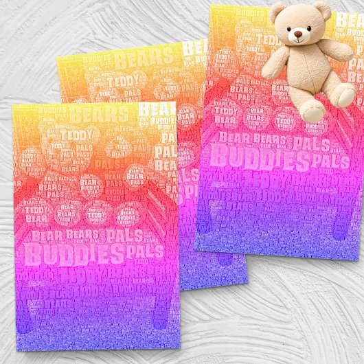 Helle Teddy Bear Best Friends Embedded Word Cloud Seidenpapier