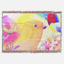 Helle Tie-Dye-Vögel Decke