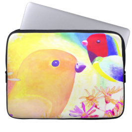 Helle Tie-Dye-Vögel Laptopschutzhülle
