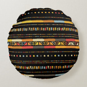 Helle Tribal Streifen Handgefertigte Muster Rundes Kissen
