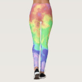 Helle Trippy Retro Groovy Boho Hippie Rainbow Leggings (Rückseite)