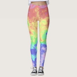 Helle Trippy Retro Groovy Boho Hippie Rainbow Leggings