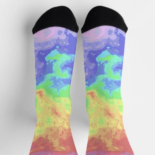 Helle Trippy Retro Groovy Boho Hippie Rainbow Socken (Oben)