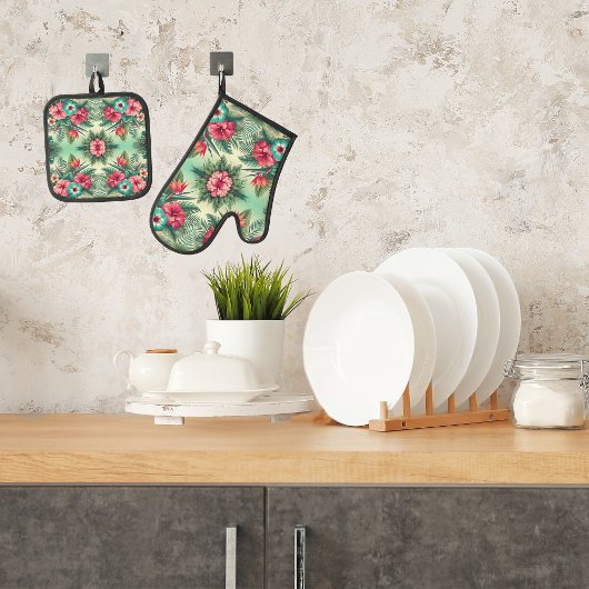 Helle Tropen Ofenhandschuh & Topflappen-Set