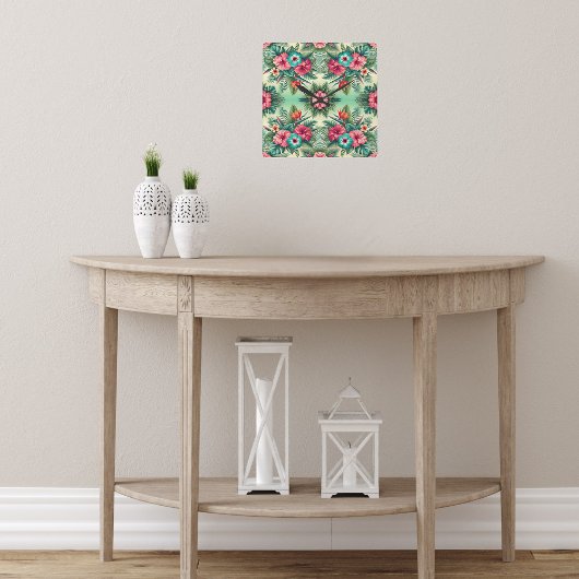 Helle Tropen Quadratische Wanduhr