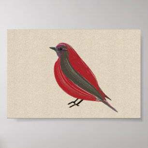 Helle Tropical Bird Red Tanager auf Linen Leinwand Poster