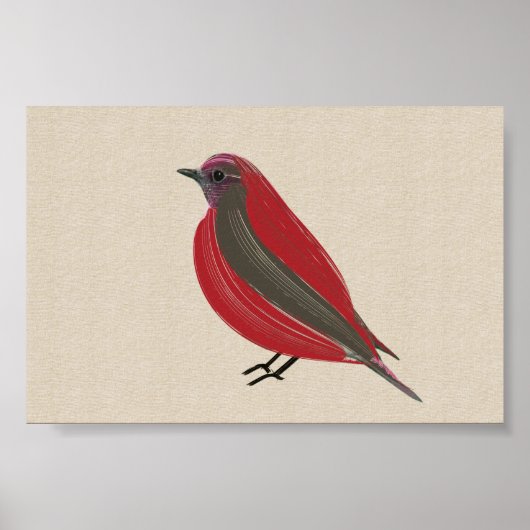 Helle Tropical Bird Red Tanager auf Linen Leinwand Poster (Vorne)