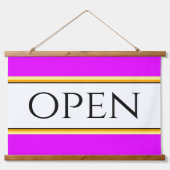 Helle tropisch rosa gelbe, weiße Streifen Wandteppich Mit Holzrahmen (Vorne)