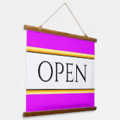 Helle tropisch rosa gelbe, weiße Streifen Wandteppich Mit Holzrahmen (Gewinkelt)