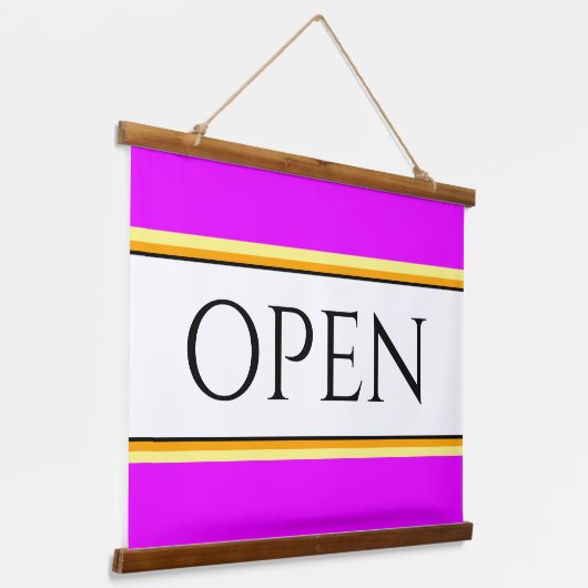 Helle tropisch rosa gelbe, weiße Streifen Wandteppich Mit Holzrahmen (Gewinkelt)