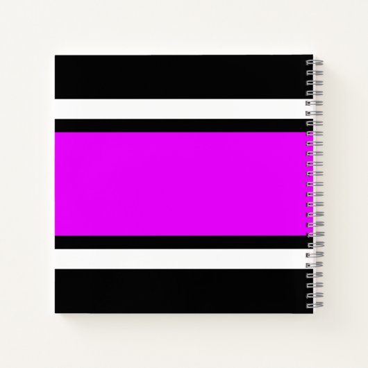 Helle, tropisch rosa Schwarz-weiße Racing Streifen Notizblock (Rückseite)