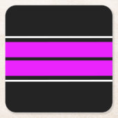 Helle, tropisch rosa Schwarz-weiße Racing Streifen Rechteckiger Pappuntersetzer (Vorderseite)