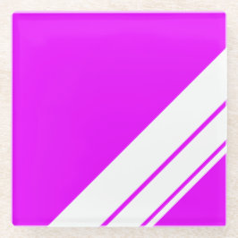Helle, tropisch rosa, weiße Ecke Racing Streifen Glasuntersetzer