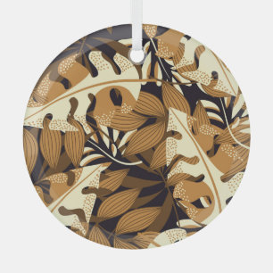 Helle tropische Blätter dunkles Muster Ornament Aus Glas