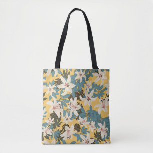 Helle tropische Blätter-Lilien-Muster Tasche