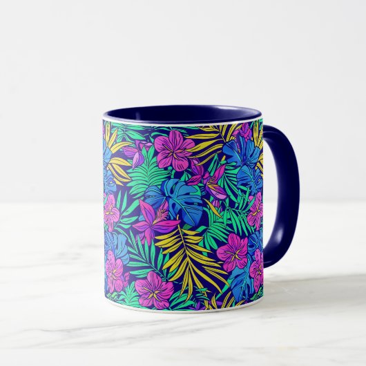 Helle tropische Blume Tasse (VorderseiteRechts)