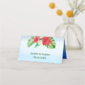 Helle tropische Blumenhochzeitstelle Platzkarte (Rückseite)