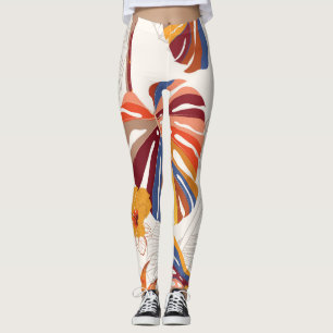 Helle tropische Blütenhandzeichnung Leggings