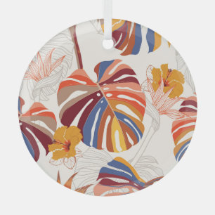 Helle tropische Blütenhandzeichnung Ornament Aus Glas