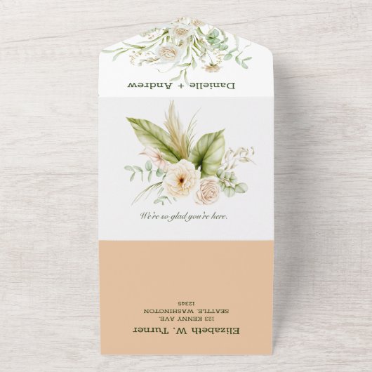 Helle tropische Delikatesse Pampas Grass Boho All In One Einladung (Außenbereich)