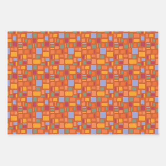 Helle Tropische Farben Wonky Plätze & Rechtecke Geschenkpapier Set (Vorderseite 3)