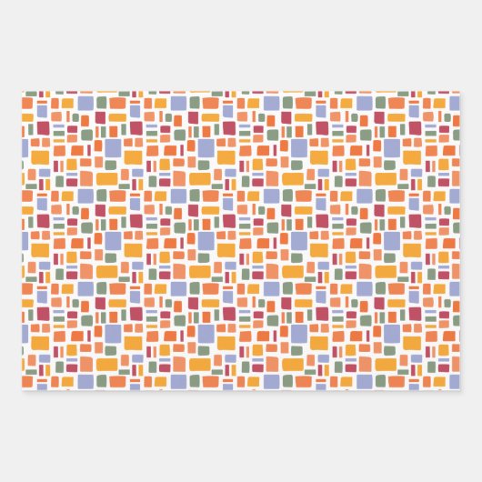 Helle Tropische Farben Wonky Plätze & Rechtecke Geschenkpapier Set (Vorderseite 2)