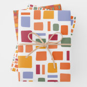 Helle Tropische Farben Wonky Plätze & Rechtecke Geschenkpapier Set (Beispiel)
