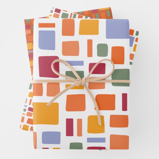 Helle Tropische Farben Wonky Plätze & Rechtecke Geschenkpapier Set (Beispiel)