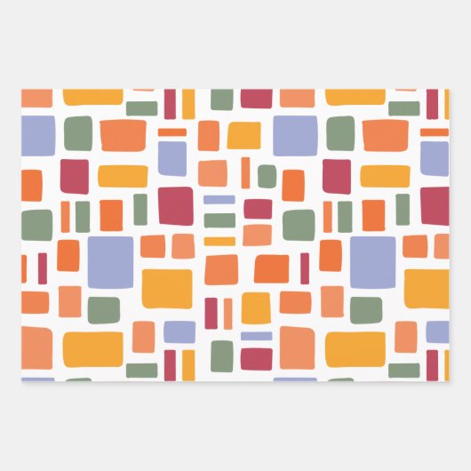 Helle Tropische Farben Wonky Plätze & Rechtecke Geschenkpapier Set (Vorderseite)