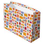 Helle tropische Farben Wonky Squares & Rectangle Große Geschenktüte (Rückseite Schrägansicht)