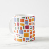 Helle tropische Farben Wonky Squares & Rectangle Kaffeetasse (Vorderseite Links)