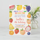 Helle tropische Früchte zum Geburtstag Einladung (Stehend Vorderseite)