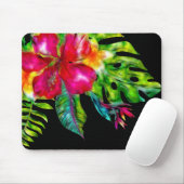 Helle tropische Hibisken und Blätter Mousepad (Mit Mouse)