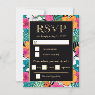 Helle tropische Hibiskus-Hochzeit RSVP Karte