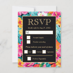 Helle tropische Hibiskus-Hochzeit RSVP Karte