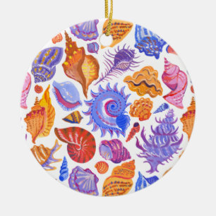 Helle tropische Muschel, handgezeichnet Muster Keramik Ornament