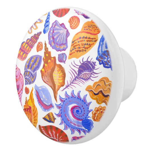 Helle tropische Muschel, handgezeichnet Muster Keramikknauf (Rechts)