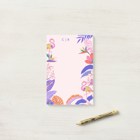 Helle tropische Palmen Flamingo große Notizen (Auf Schreibtisch)