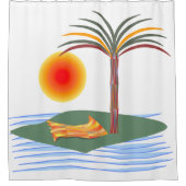 Helle tropische Palmen, Sonne und Wellen Duschvorhang (Vorderseite)